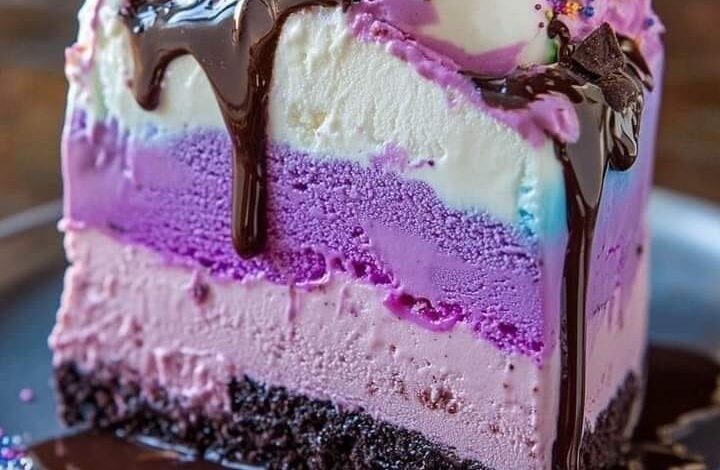 How to Make a Stunning Layered Rainbow Ice Cream Cake