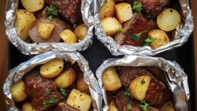 Delicious Foil-Wrapped Beef and Potatoes Recipe – A Perfect Comfort Meal!